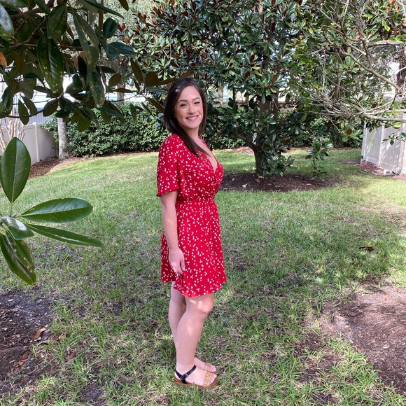 Red Flutter Sleeve Dress - Picture 4 of 5